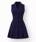 Robe Éclipse bleu marine Maison Petrosyan, vue de face, robe de soirée élégante en précommande