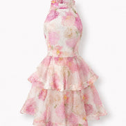 Robe Pivoine fleurie Maison Petrosyan, vue de face, robe romantique disponible sous 7 jours